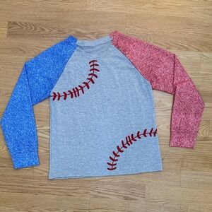 Baseball Raglan Shirt - Gray, Red, and Blue